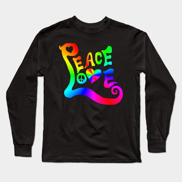 Peace Love Rainbow Quote Long Sleeve T-Shirt by Art by Deborah Camp